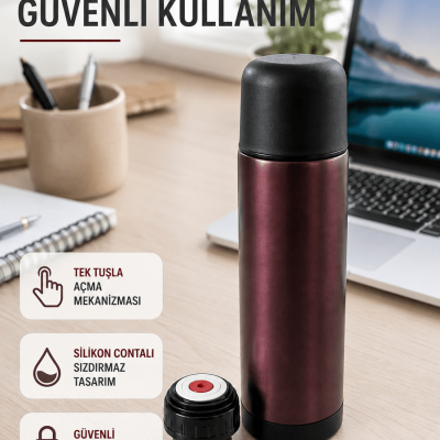 Çift Katmanlı Vakumlu Termos Ofis Araç Kamp İçin Paslanmaz Çelik Termos