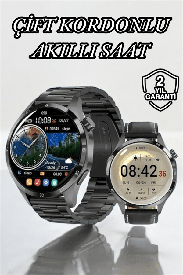 Çift Kordonlu Yüksek Çözünürlüklü Akıllı Saat Uyku İzleyici & Spor Modları