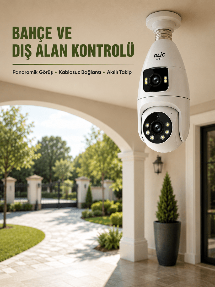 Çift Lens Wi-Fi Ampul Kamera ve Mobil Kontrol Yüksek Çözünürlüklü