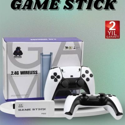 Çift Oyun Kollu 4K HD Ekran Nostaljik 20.000 Oyunlu Beyaz Game Stick