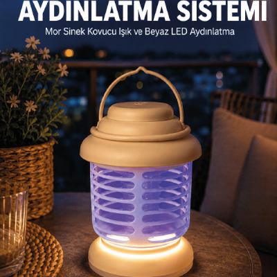 Çift Renkli LED Aydınlatmalı Taşınabilir Sinek Kovucu Lamba