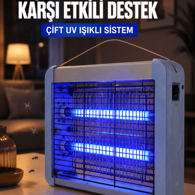 Çift UV Işıklı Elektrikli Sinek Öldürücü 12W Asılabilir Uçan Böcek Lambası