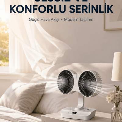 Çift Yöne Hava Üfleyen Masa ve Duvar Tipi Vantilatör