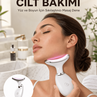 Cilt Yenileyici Şarjlı Güzellik Aleti – Pozitif/Negatif İyon, Titreşimli Masaj ve Kırmızı-Mavi-Yeşil Işıkla Yeni Nesil