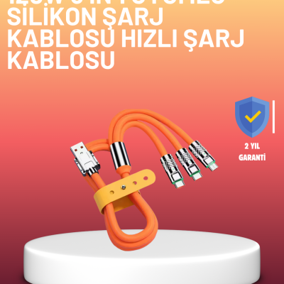 Çinko Alaşımlı Uçlu 120 W Şarj Kablosu – Dolaşmaya Dayanıklı 1,2 m USB Kablo