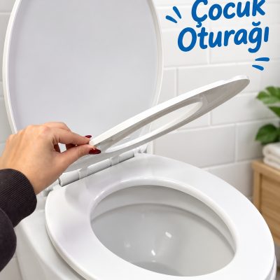 Çocuk Adaptörlü Beyaz Klozet Kapağı Aile Tipi