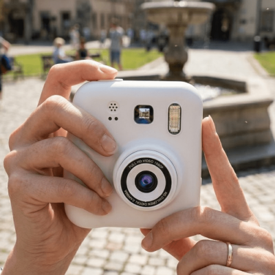 Çocuk Dijital Baskılı Kamera 5 Kalem 4 Rulo Kağıt Hediyeli Eğlenceli Fotoğraf Makinesi