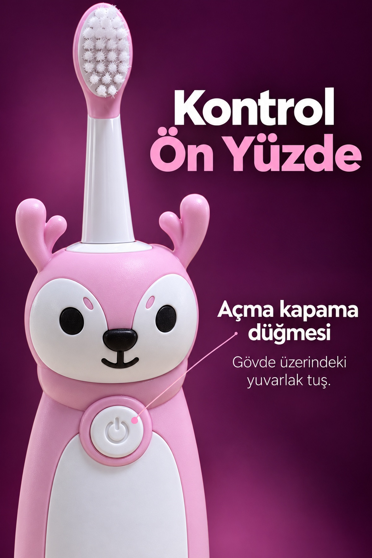 Elektrikli Diş Fırçası Pembe Beyaz Geyik Tasarımlı