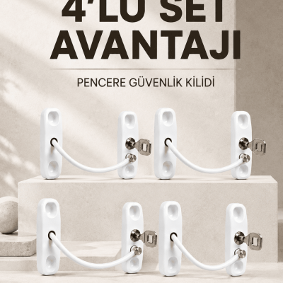 Çocuk Güvenliği İçin Pencere Kilidi Anahtarlı 4’lü Paket