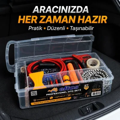 Çok Amaçlı 27 Parça Araç Acil Durum Ekipman Seti Düzenli Taşıma Kutulu