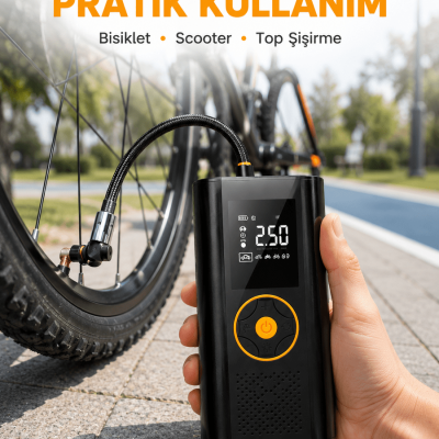 Çok Amaçlı Dijital Lastik Pompası Araç Bisiklet Top Uyumlu Yeni Nesil
