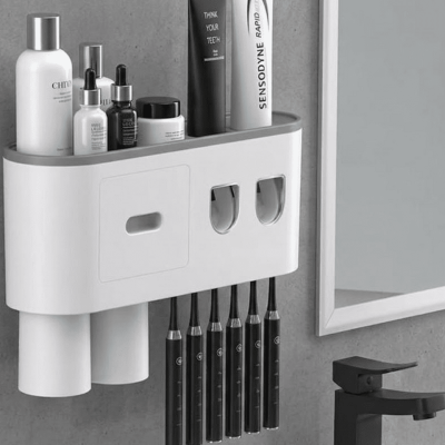 Çok Fonksiyonlu Diş Fırçası Tutucu Otomatik Dispenser Bardaklı Organizer