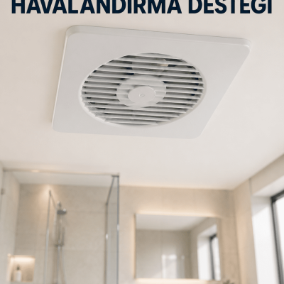 Dekoratif Banyo ve Mutfak Aspiratörü 150 mm 20,8 x 20,8 cm 20 W Havalandırma Fanı