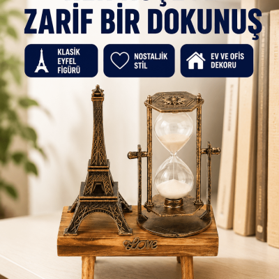 Dekoratif Kum Saati – Ahşap Malzeme, Hediyelik Masa Aksesuarı