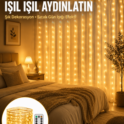 Dekoratif Perde Peri Led Günışığı Renk 8 Fonksiyonlu Işık Yeni Nesil