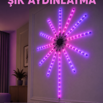 Dekoratif RGB Fireworks LED Duvar Işığı Çok Renkli Telefon Kontrollü LED Aydınlatma