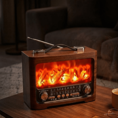 Dekoratif Şömine Görünümlü Bluetooth Hoparlör FM AM SW Radyo USB TF Kart Müzik Çalar