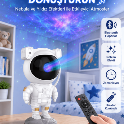 Dekoratif ve Fonksiyonel Astronot Projeksiyon Aydınlatma