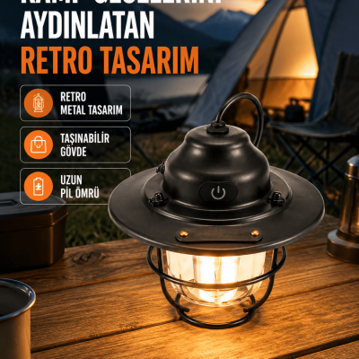 Dekoratif ve Fonksiyonel Taşınabilir Kamp Gece Lambası