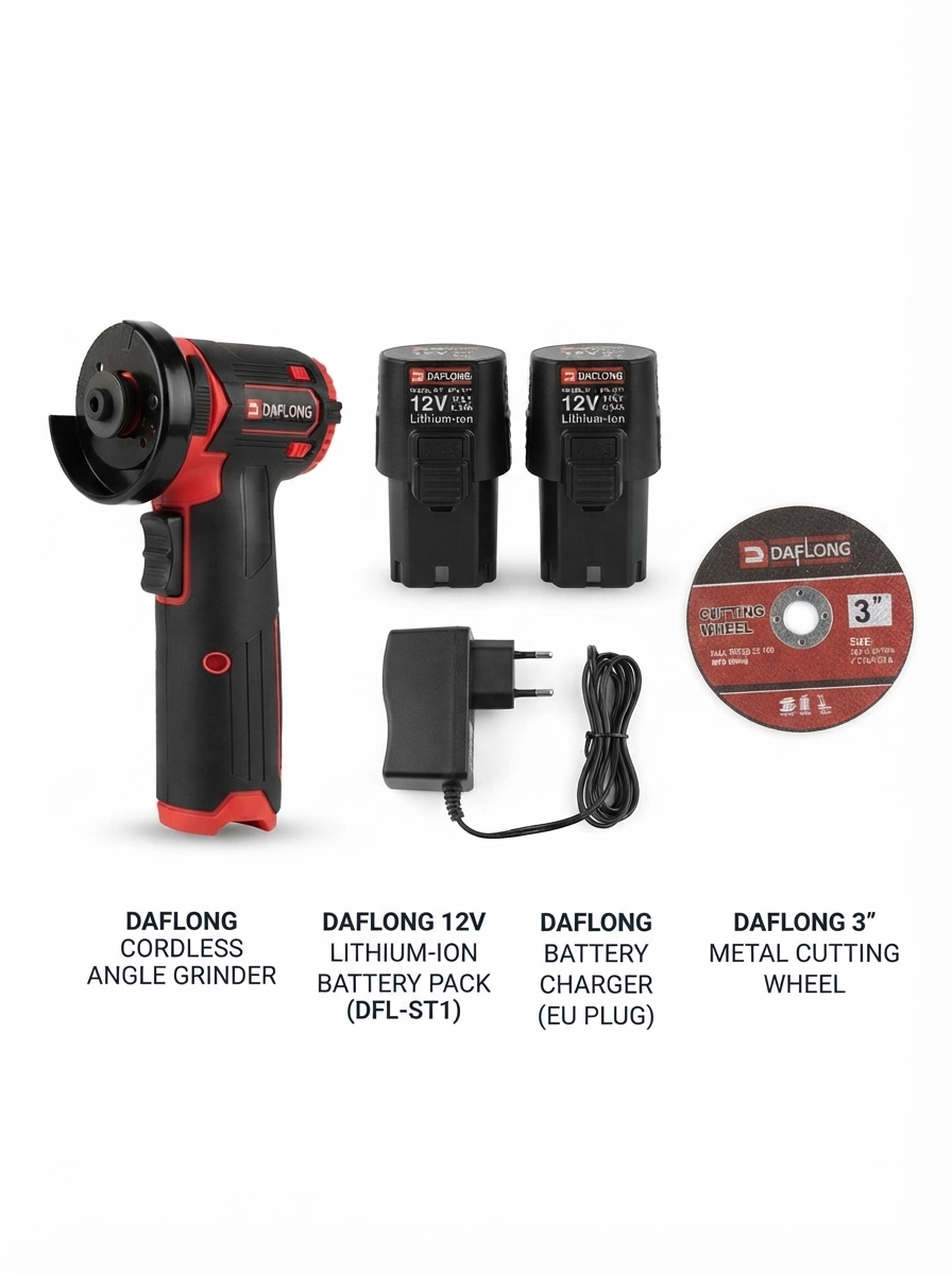 DFL70 12V Mini Şarjlı Taşlama 2 Adet 2.0Ah Li-Ion Akü 76 mm Kesici Disk 10 Adet Taş Hediyeli