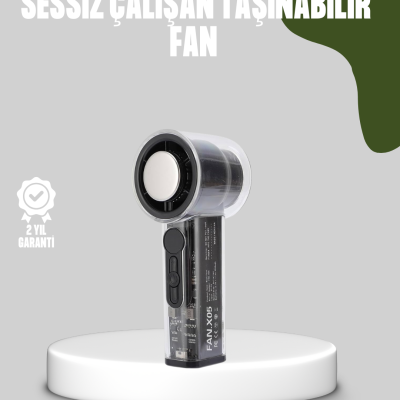 Dijital Ekranlı Şarjlı Mini Fan 100 Kademeli Hız Ayarı