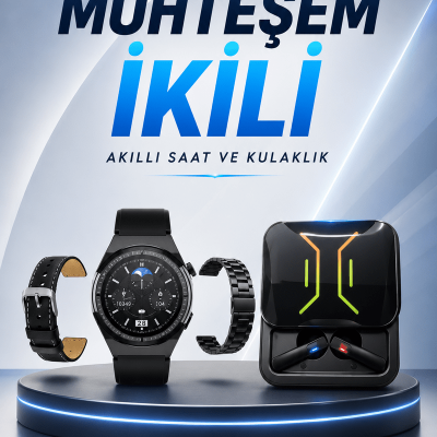 Dijital Göstergeli Bluetooth Kulaklık ve Bildirim Görebilen Akıllı Saat Alarm ve Titreşim