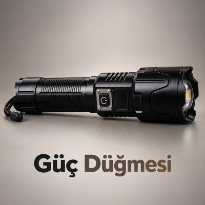 Dijital Göstergeli LED El Feneri Type C Şarjlı Teleskopik Zoom Özellikli