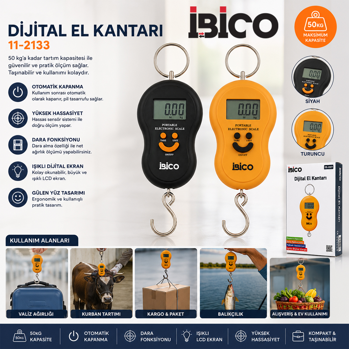 Dijital Kancalı El Tartısı 50 kg