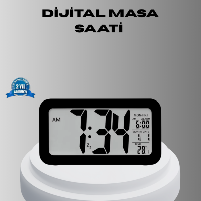 Dijital Masa Saati Sensörlü Aydınlatmalı Alarm ve Sıcaklık Ölçerli