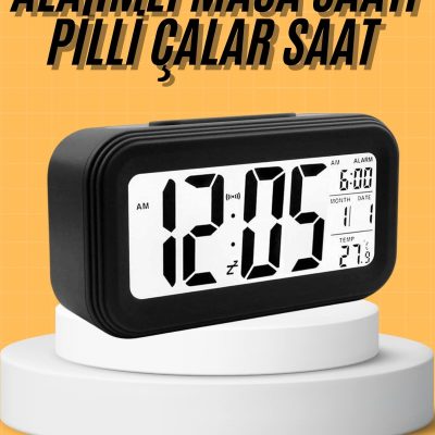 Dijital Masa Saati Takvim Çalar Saat Alarmlı Işıklı Led Ekran Pilli
