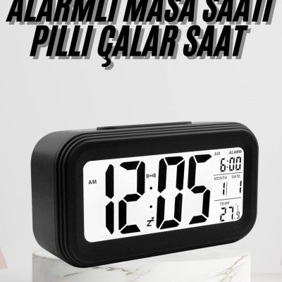 Dijital Masa Saati Termometre Takvim Led Ekran Pilli Ev Ofis Masası