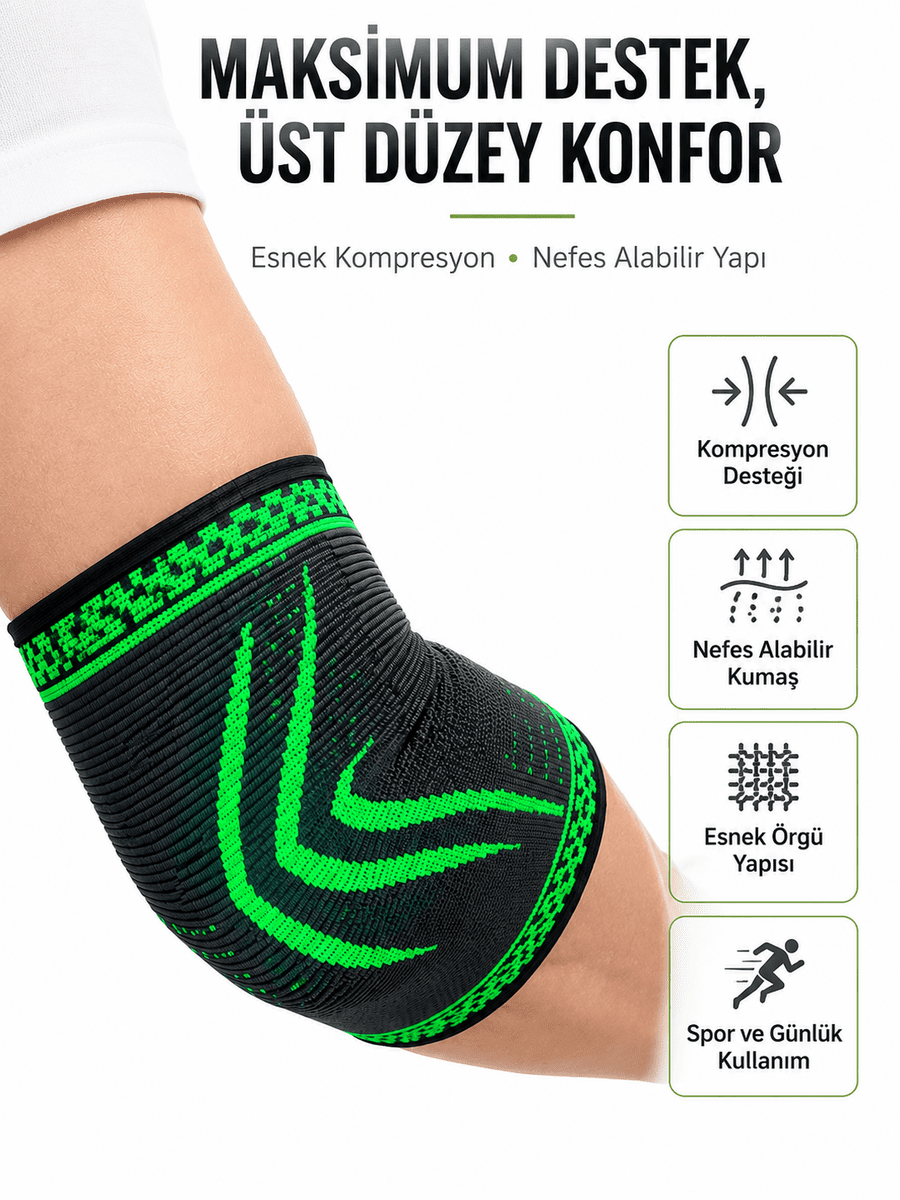 Elastik Kompresyon Dirsek Destekliği Spor Fitness Günlük Kullanım Dirseklik