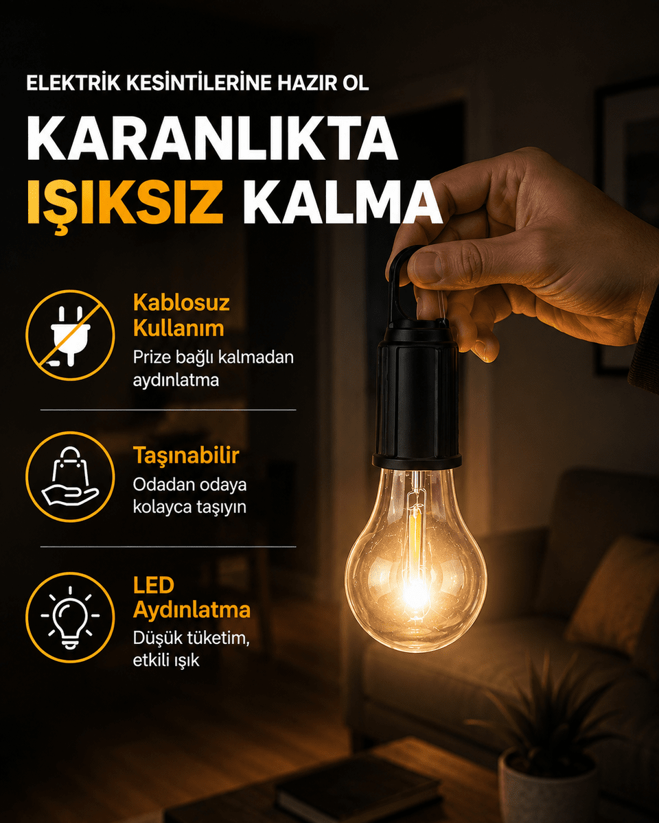 Taşınabilir Sıcak Işık Yayan Kamp Lambası