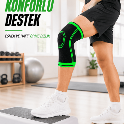 Diz Destekleyici Örme Dizlik Esnek Nefes Alabilen Spor Fitness Yürüyüş Dizliği