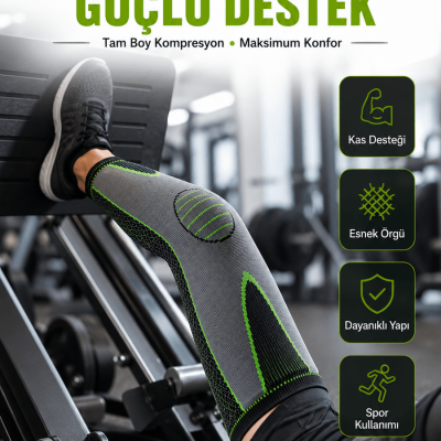 Diz Destekliği Fitness, Koşu ve Antrenman İçin Kompresyon Dizlik