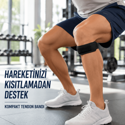 Diz Tendon Bandı Ayarlanabilir Cırtlı Sporcu Destek Bandı Siyah
