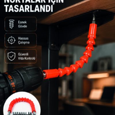 DMAX Esnek Şaftlı Matkap Bits Uç Seti 12 Parça Vida Montaj ve Tamir Seti