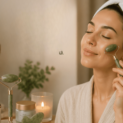 Doğal Jade Stone Yüz Masaj Seti Cilt Bakım ve Rahatlatıcı Bakım