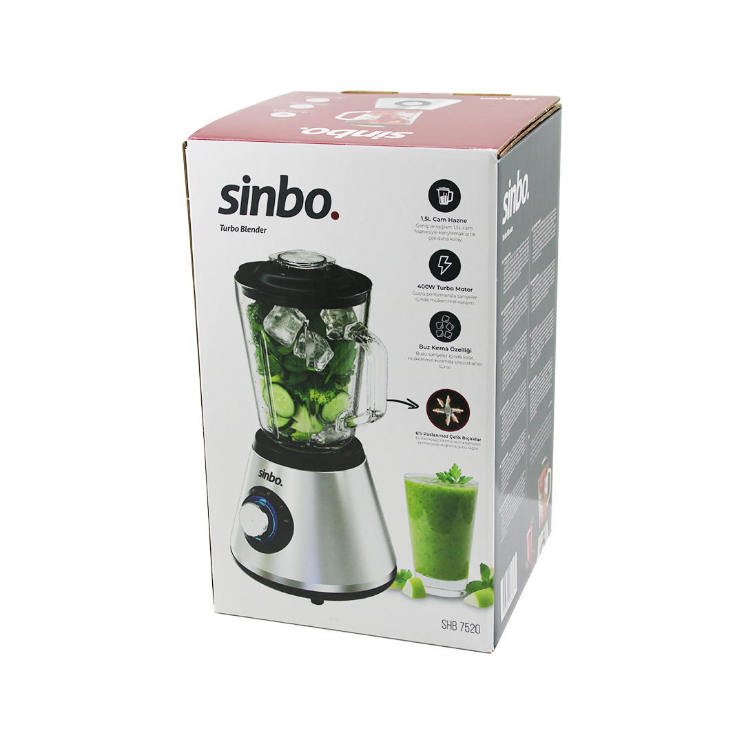 Doğrayıcı Blender Turbo - Cam Hazneli, Paslanmaz Çelik 6 Bıçak, 400W