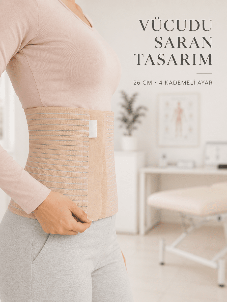 Doğum Sonrası Abdominal Korse 26 cm 4 Kademe Ayarlı Karın Toparlayıcı Korse