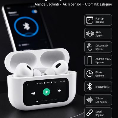 Dokunmatik Ekranlı ANC/ENC Yeni Nesil Pro Bluetooth Kulaklık Dokunmatik Ekran Yeni Nesil