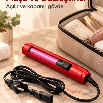 Düz ve Dalgalı Saçlar İçin Seyahat Tipi Maşa ve Düzleştirici
