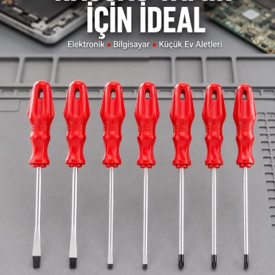 Düz ve Yıldız Başlıklı 7li Tornavida Seti Ergonomik Tutma