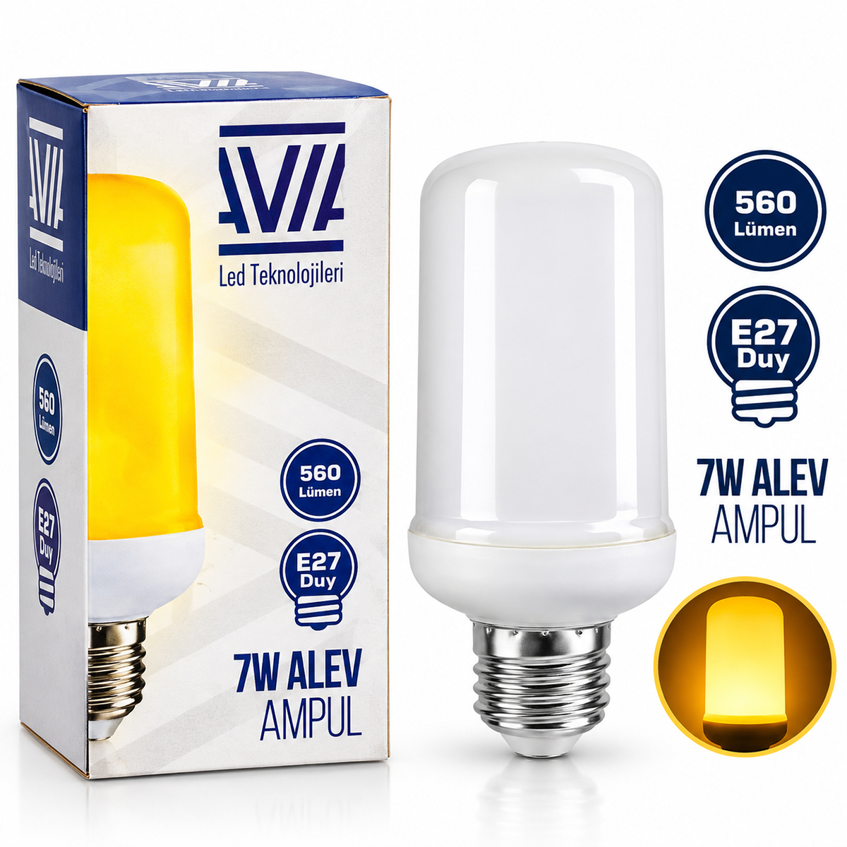 E27 Alev Görünümlü Ampul 7W 560 Lümen IP20