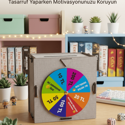 Eğlenceli Tasarruf Çarklı Felek Ahşap Para Biriktirme Kutusu