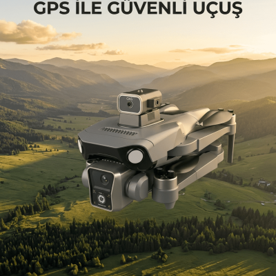 Ekranlı Kumandalı GPS Drone Çift Kameralı Katlanabilir Hava Aracı