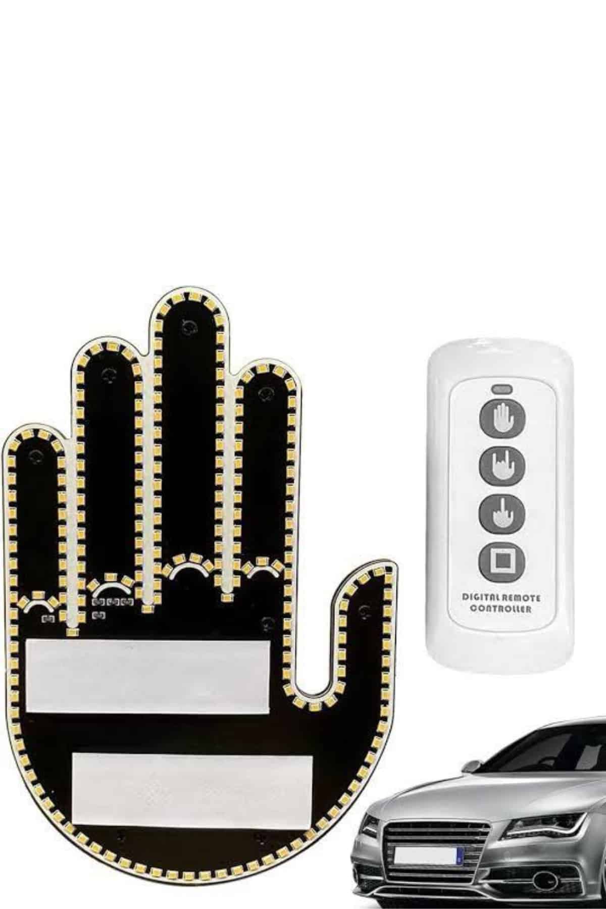 El Orta Parmak Led Kumandalı Araç İçi Reflektör Arka Cam El Simgesi