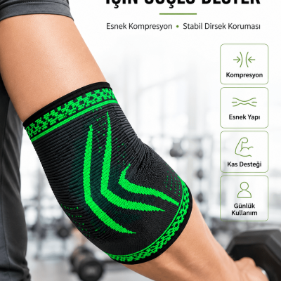 Elastik Kompresyon Dirsek Destekliği Spor Fitness Günlük Kullanım Dirseklik
