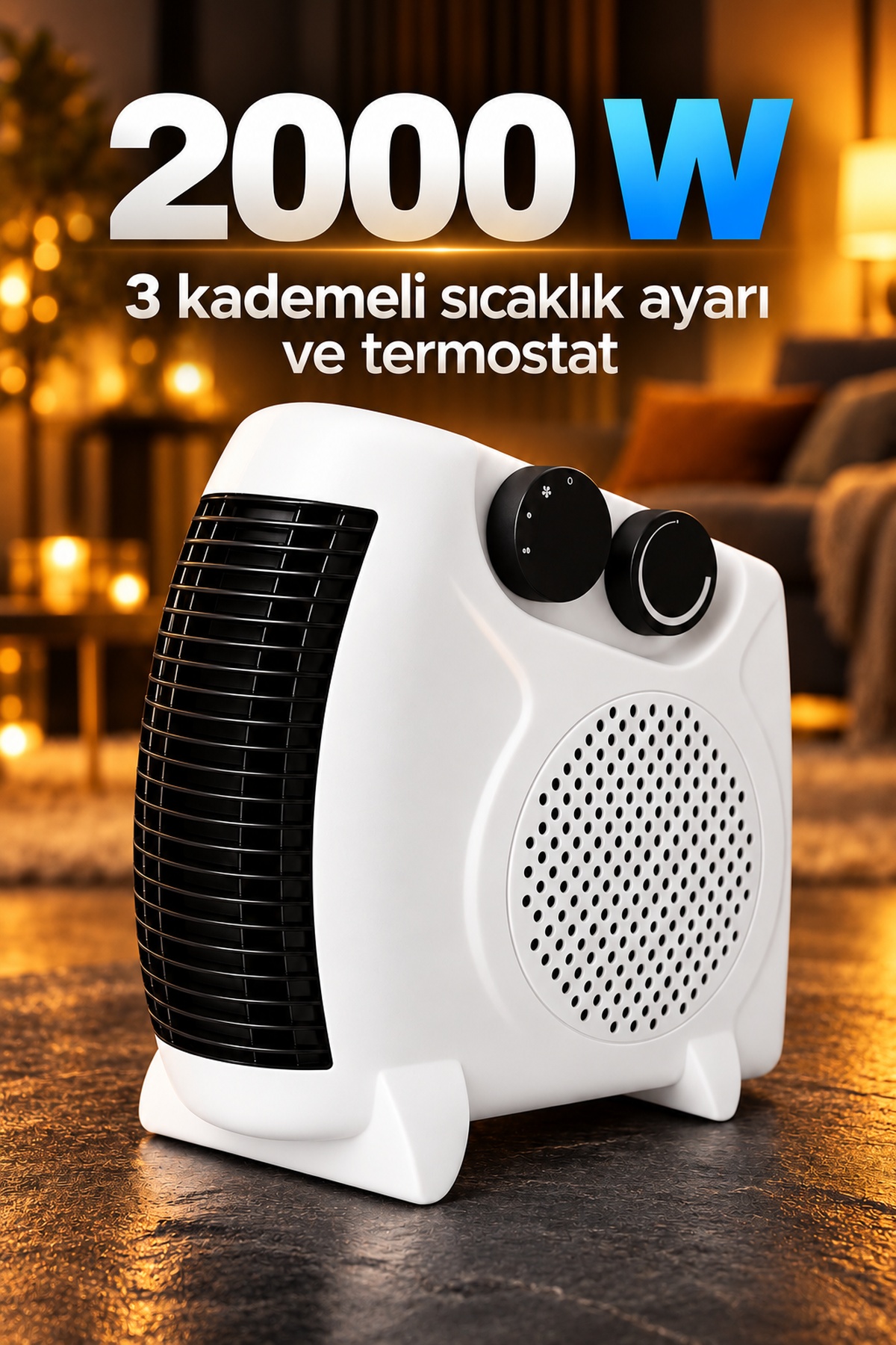 Elektrikli Fanlı Isıtıcı Termostatlı Yatay ve Dikey Kullanım