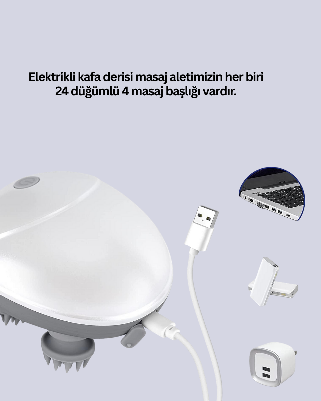 Derin Masaj Sağlayan Elektrikli Kafa Masaj Aleti